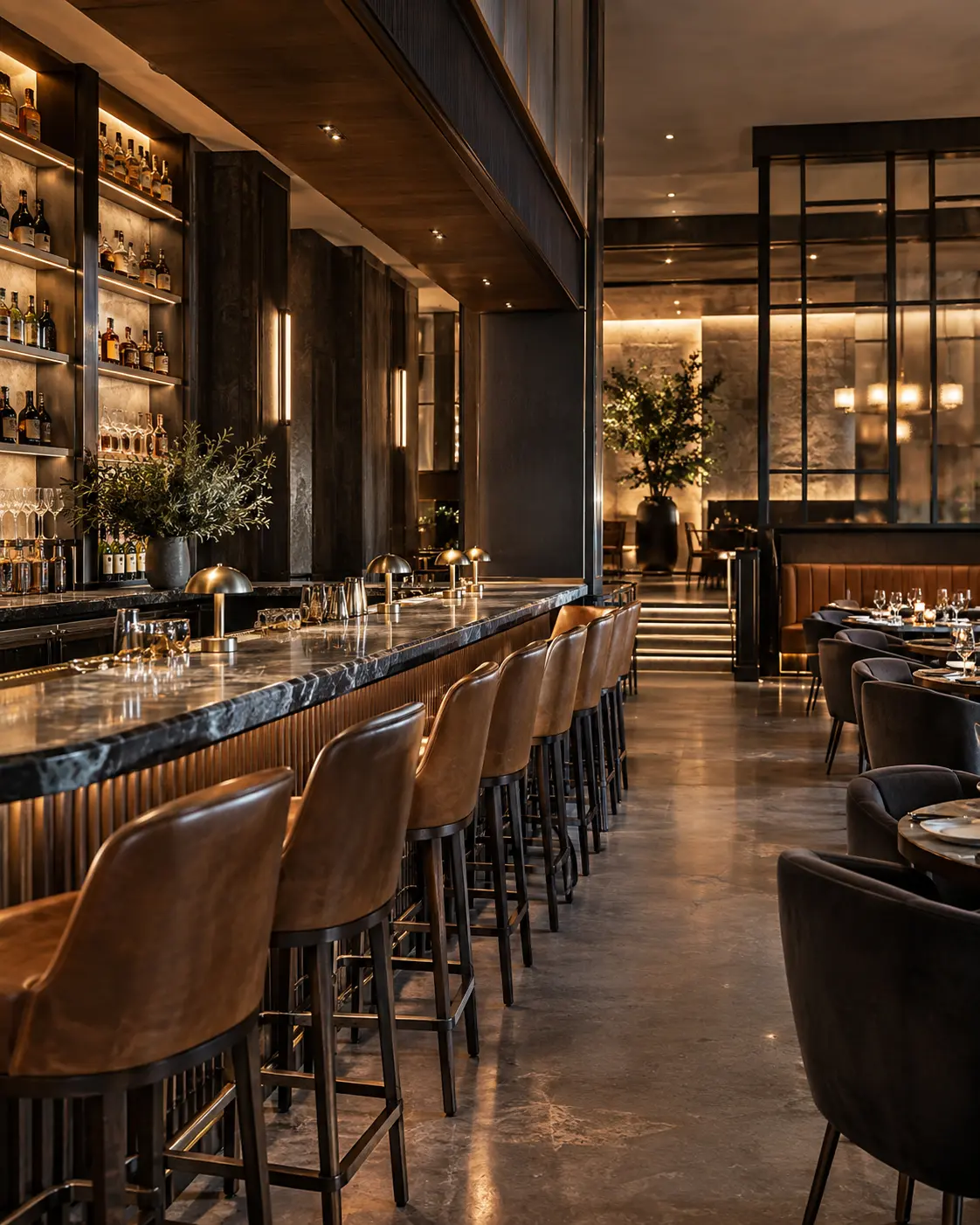 Concept preview of a finished commercial hospitality build-out