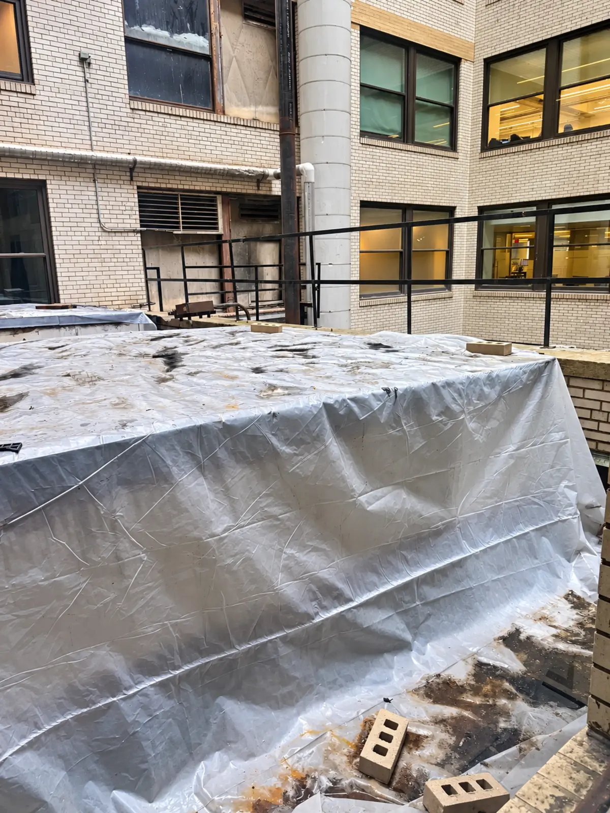 Protected courtyard equipment before renovation
