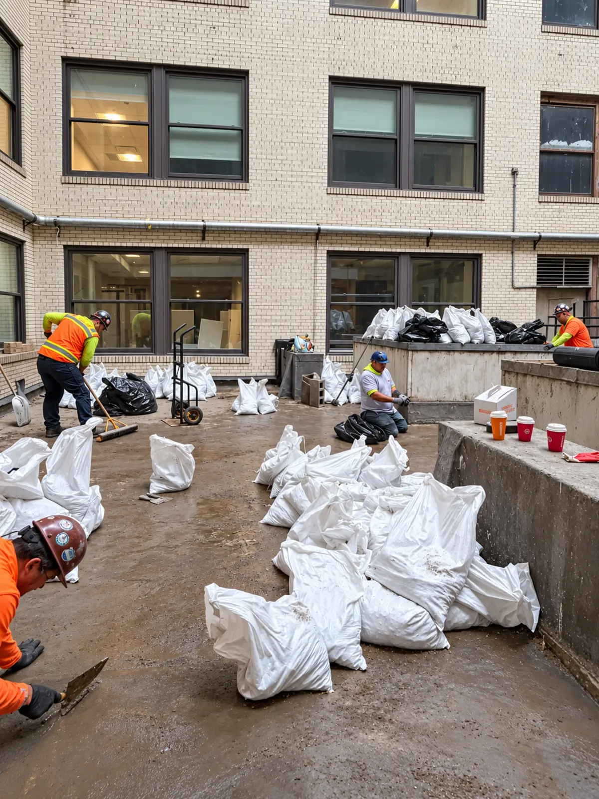 GVA crew continuing courtyard renovation work