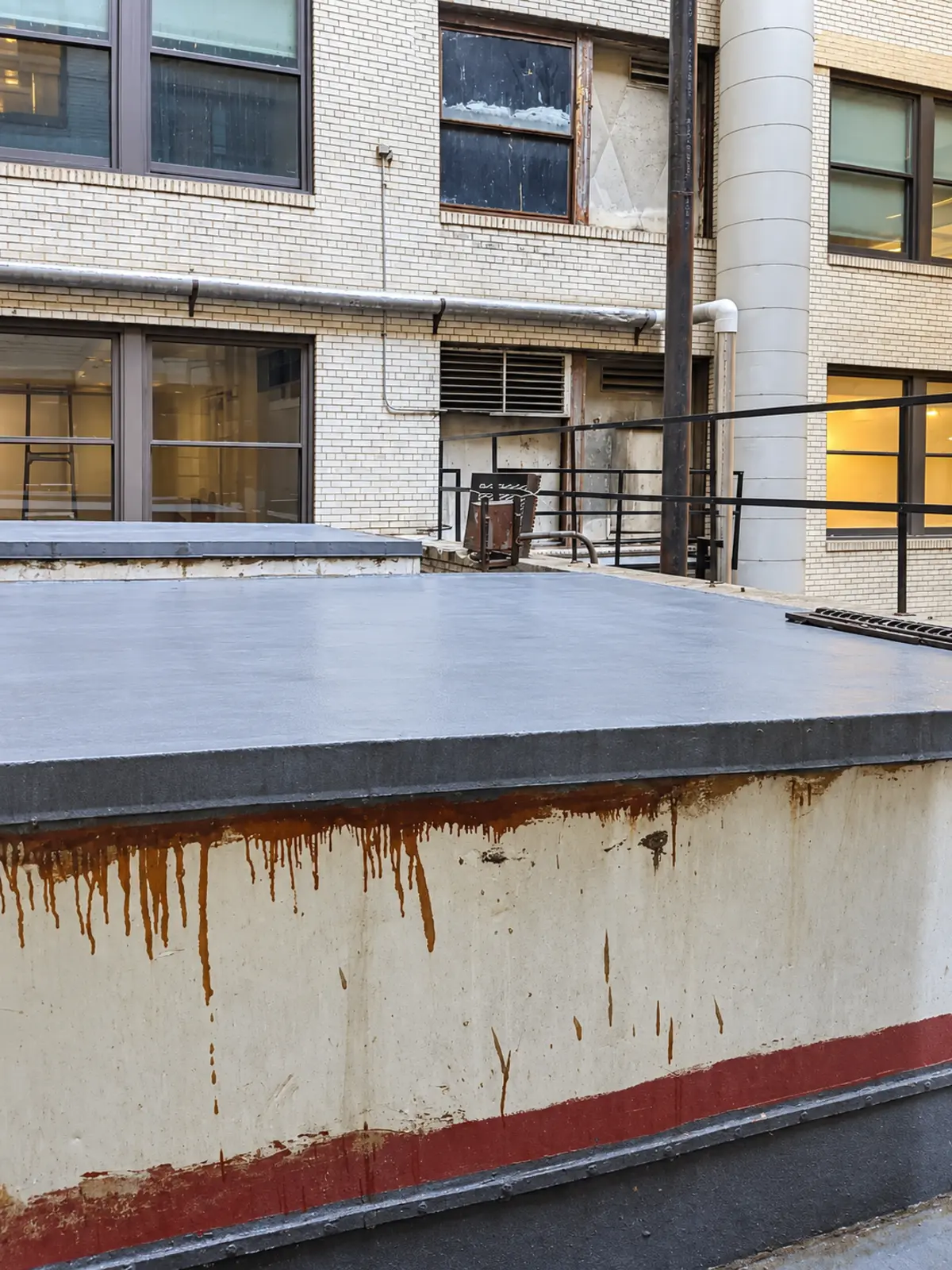 New waterproofing layer during courtyard renovation
